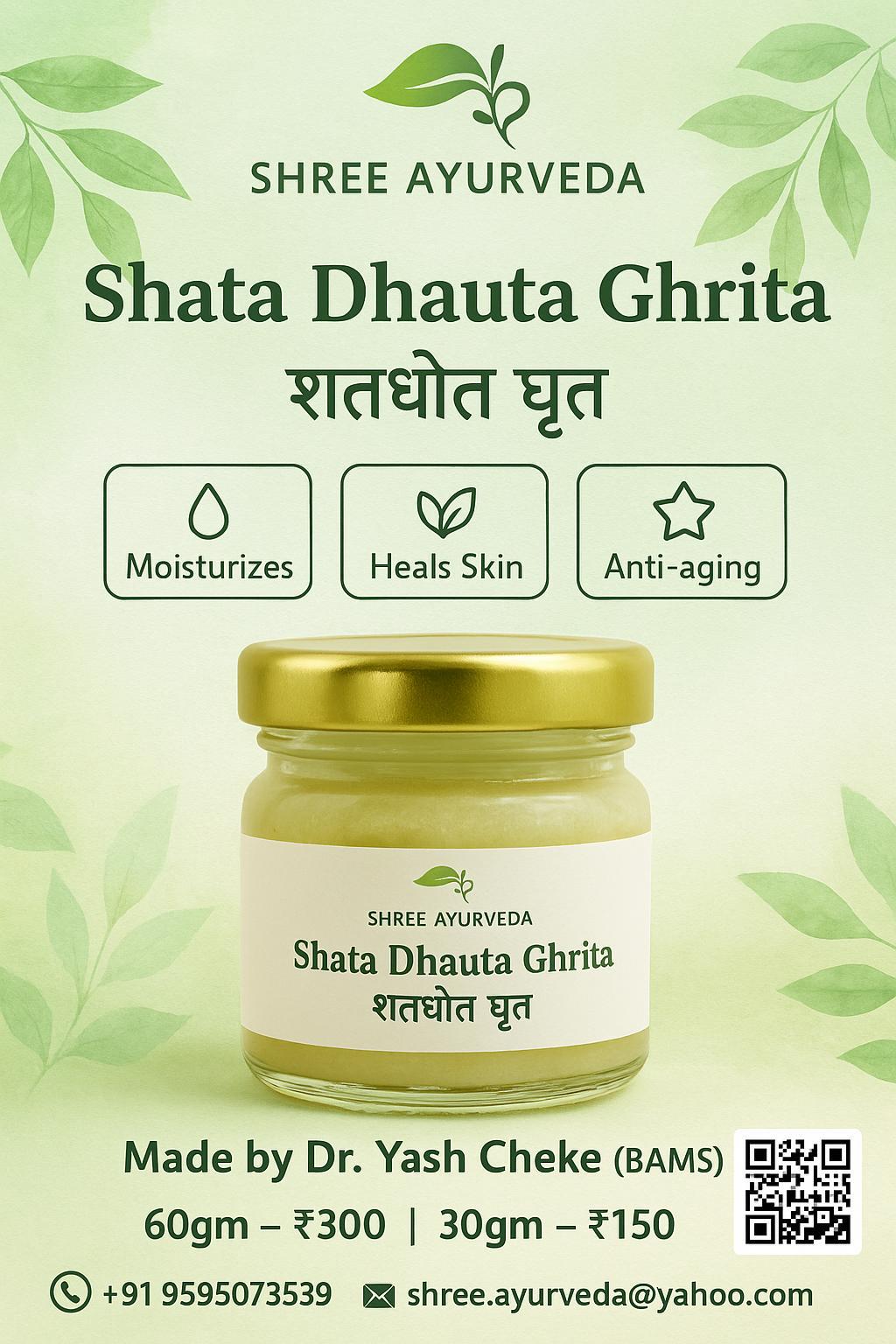 Vasu Ayurvedics Shat Dhaut Ghrit ayurvedic face cream – A2 cow ghee washed 100 times in rose water